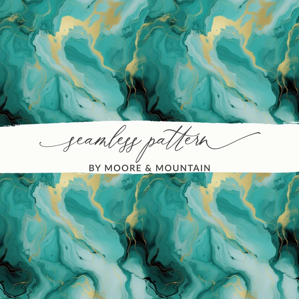 Teal Gold Marble Digital Paper, Seamless Abstract Pattern, Fabric Print, Scrapbook Paper, Watercolor Texture, Commercial Use - Moore and Mountain