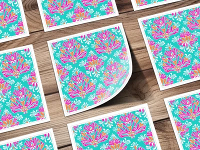 Teal Pink Damask Digital Paper, Seamless Pattern, Floral Repeat Pattern, Scrapbooking Paper, Commercial Use Digital Product - Moore and Mountain