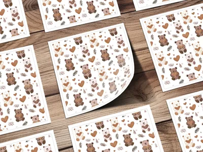 Teddy Bear Heart Seamless Pattern Digital, Nursery Decor, Cute Bear Pattern, Kid Fabric Design, Cartoon Animals, Commercial Use - Moore and Mountain
