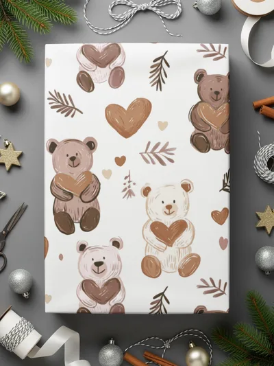 Teddy Bear Heart Seamless Pattern Digital, Nursery Decor, Cute Bear Pattern, Kid Fabric Design, Cartoon Animals, Commercial Use - Moore and Mountain