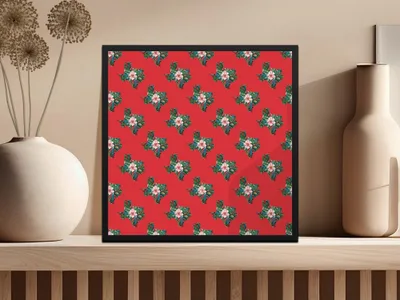 Texas Christmas Digital Paper, Seamless Pattern, Floral Texas, Holiday Pattern, 12x12 JPEG, Printable Fabric, Scrapbooking - Moore and Mountain