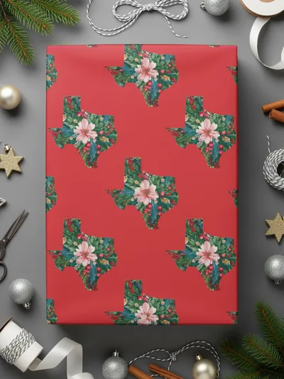 Texas Christmas Digital Paper, Seamless Pattern, Floral Texas, Holiday Pattern, 12x12 JPEG, Printable Fabric, Scrapbooking - Moore and Mountain