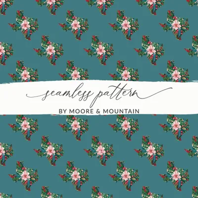 Texas Floral Seamless Pattern, Digital Paper, Texas State Outline, Flower Design, JPEG Files, Digital Download, Scrapbooking