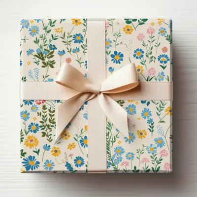 Floral Pattern Gift Wrap with Ribbon for Any Occasion