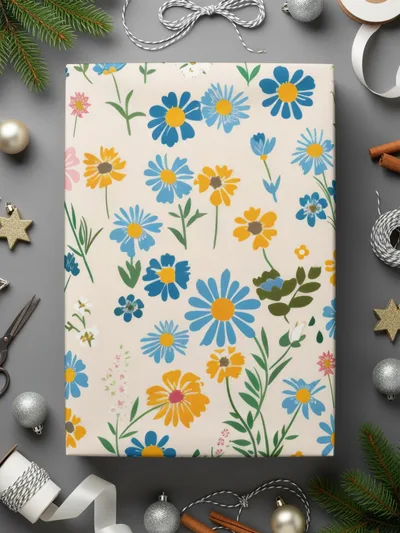Colorful Floral Pattern Wrapping Paper for Festive Gifts
