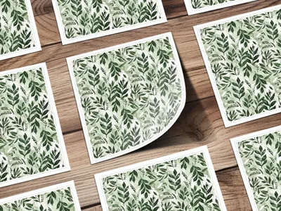 Green Leaf Pattern Waterproof Stickers Pack