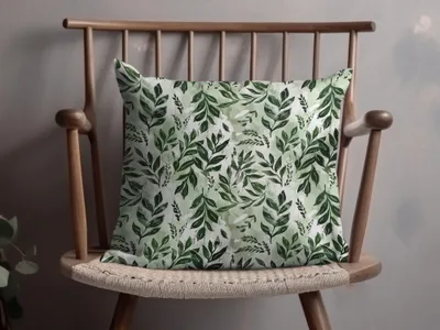 Green Leaf Pattern Decorative Throw Pillow for Home Decor