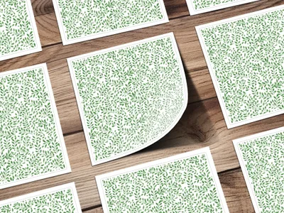 Green Leaf Pattern Square Art Prints for Home Decor