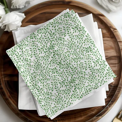 Green Leaf Pattern Decorative Napkins Set