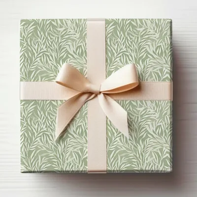 Elegant Green Leaf Patterned Gift Wrap Box for Special Occasions
