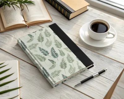 Elegant Fern Leaf Design Hardcover Journal Notebook