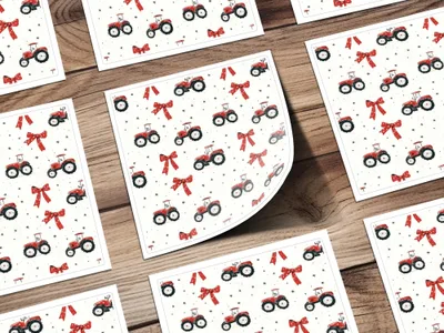 Tractor Seamless Pattern Digital, Farm Vehicle Pattern, Red Bows Print, Farmhouse Fabric Design, Country Style Digital Paper, JPEG Files - Moore and Mountain