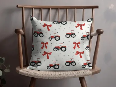 Tractor Seamless Pattern Digital, Farm Vehicle Pattern, Red Bows Print, Farmhouse Fabric Design, Country Style Digital Paper, JPEG Files - Moore and Mountain