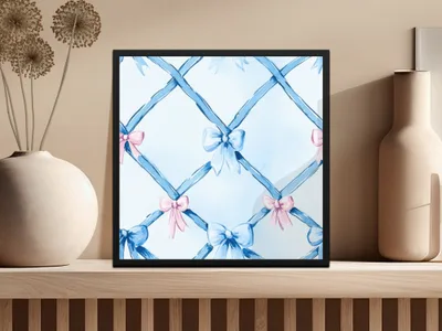 Trellis Ribbon Bow Pattern Seamless Grandmillenial Digital - Moore and Mountain