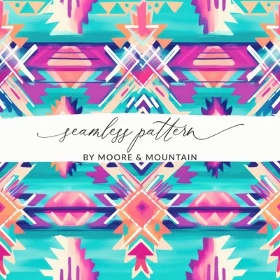 Tribal Seamless Pattern Digital Paper, Boho Aztec JPEG Files, Colorful Ethnic Print Backgrounds, Scrapbook Paper, Fabric Design