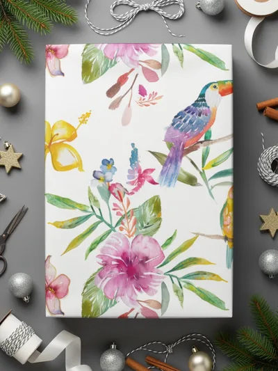 Tropical Birds Seamless Pattern Digital Paper, Watercolor Floral Digital Pattern, Hibiscus Flower, Toucan Parrot Pattern, Summer Design - Moore and Mountain