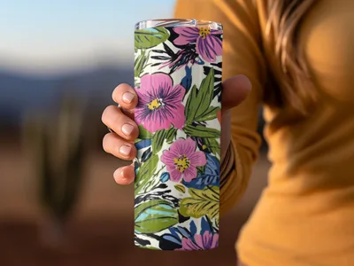 Vibrant Floral Insulated Tumbler for Hot and Cold Drinks