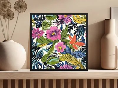 Vibrant Colorful Botanical Floral Design Wall Art