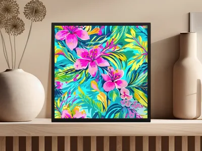Preppy Tropical Flora Pattern Seamless Beachy Background - Moore and Mountain