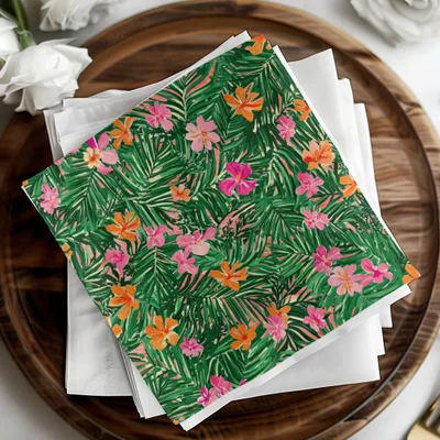 Tropical Floral Pattern, Seamless Palm Leaves, Digital Paper, Summer Flower, 2 JPEG Files, Scrapbook Paper, Printable Design, Fabric Design - Moore and Mountain
