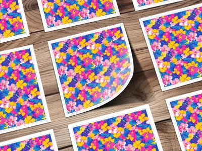 Tropical Floral Pattern, Seamless Repeat Digital Paper, Colorful Flower Design, Hibiscus Digital Print, Summer Pattern Design - Moore and Mountain