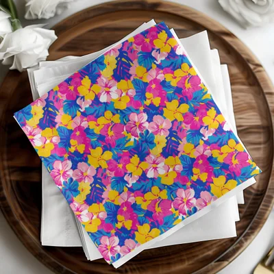 Tropical Floral Pattern, Seamless Repeat Digital Paper, Colorful Flower Design, Hibiscus Digital Print, Summer Pattern Design - Moore and Mountain