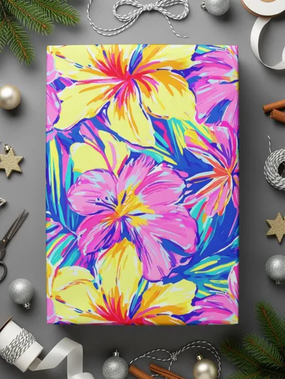 Tropical Floral Seamless Pattern Digital Paper, Pink Yellow Flowers Pattern, Colorful Background, Digital Download, Fabric Design - Moore and Mountain