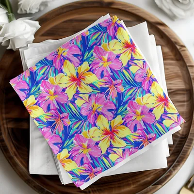 Tropical Floral Seamless Pattern Digital Paper, Pink Yellow Flowers Pattern, Colorful Background, Digital Download, Fabric Design - Moore and Mountain