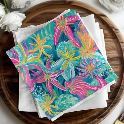 Tropical Starfish Digital Seamless Pattern, Vibrant Ocean Print, Bright Summer Texture, Digital Paper for Fabric, 12x12 JPEG File - Moore and Mountain