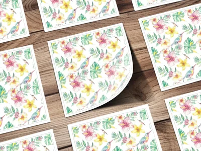 Tropical Watercolor Digital Paper, Floral Seamless Pattern, Hibiscus, Plumeria, Bird, Leaves, Digital Download, Scrapbooking Paper - Moore and Mountain