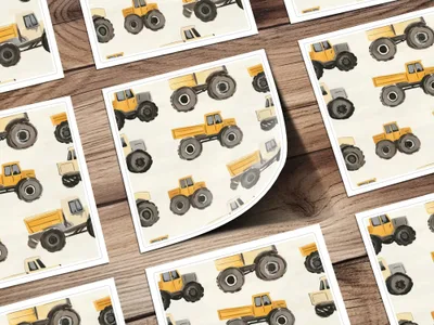 Truck Seamless Pattern Digital, Construction Vehicles Digital Paper, Boys Room Decor Fabric Design, Kids Scrapbooking, 2 JPEG Files - Moore and Mountain
