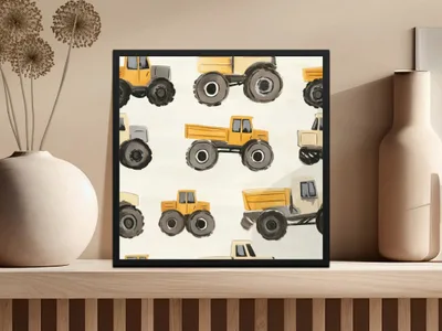 Truck Seamless Pattern Digital, Construction Vehicles Digital Paper, Boys Room Decor Fabric Design, Kids Scrapbooking, 2 JPEG Files - Moore and Mountain