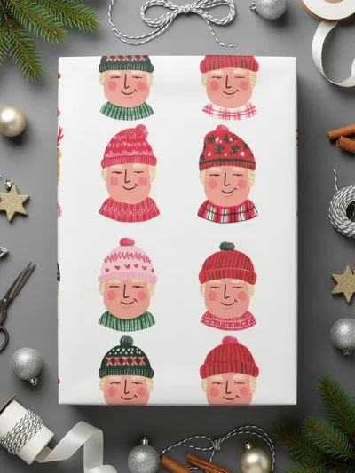 Trump Holiday Hats And Scarves Repeat Pattern Digital - Moore and Mountain