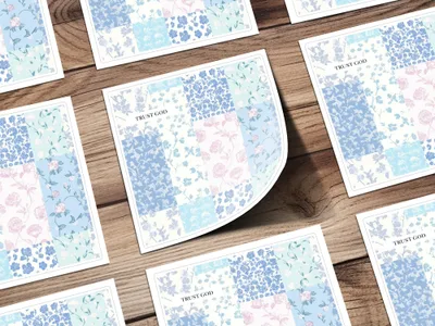 Blue and Pink Floral Patchwork Design Decorative Sheets