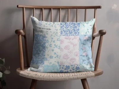 Trust God Inspirational Floral Print Throw Pillow