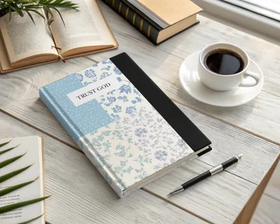 Trust God Floral Blue and White Notebook Product