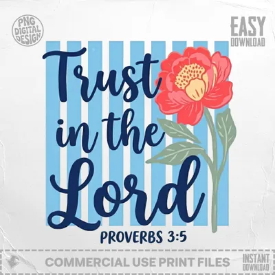 Trust in the Lord Proverbs 3:5 design with a pink flower.