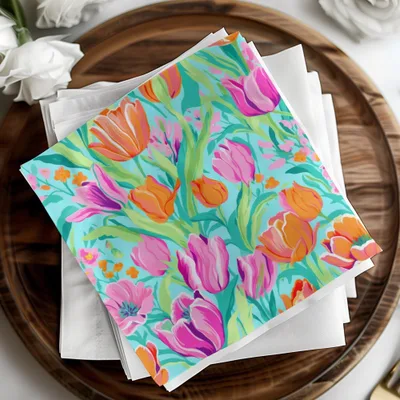 Tulip Digital Paper, Colorful Floral Pattern, Seamless Tulips Design, Fabric Design, Spring Flower Clipart, Repeating Pattern Digital - Moore and Mountain