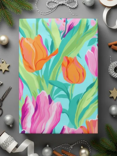 Tulip Digital Paper, Colorful Floral Pattern, Seamless Tulips Design, Fabric Design, Spring Flower Clipart, Repeating Pattern Digital - Moore and Mountain