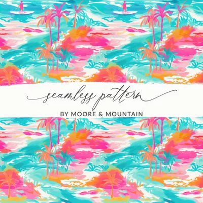 Turquoise and Bright Orange Beachy Seamless Pattern Digital