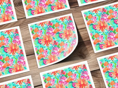 Bright and Colorful Floral Printed Artwork