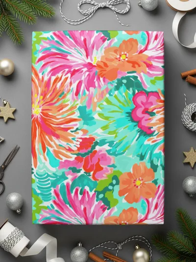Colorful Floral Pattern Gift Wrap for Festive Occasions