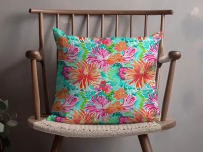 Vibrant Tropical Floral Pattern Decorative Pillow Cover
