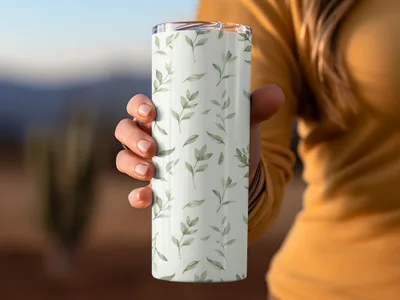 Leaf Pattern Insulated Travel Tumbler with Lid Product