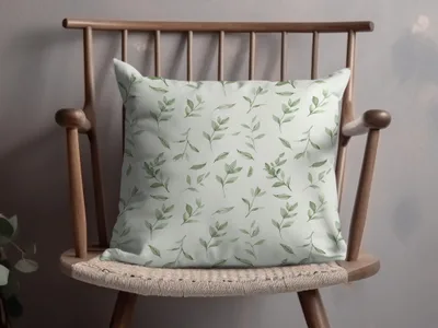 Green Leaf Patterned Decorative Cushion Pillow