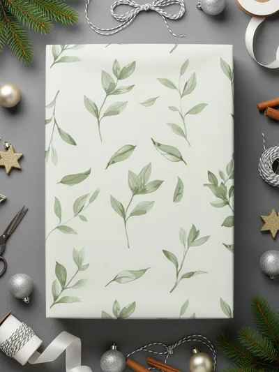 Green Leaf Patterned Elegant Gift Wrap Product