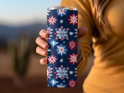 Star-Spangled Floral Pattern Insulated Tumbler Cup