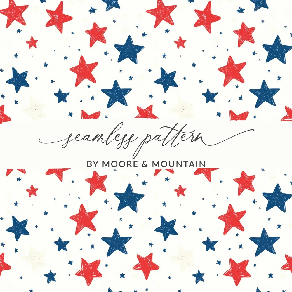 Red and Blue Stars Seamless Pattern Design