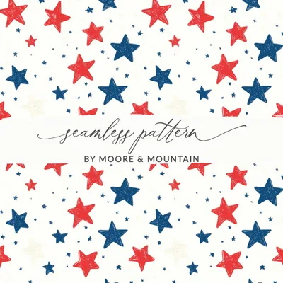 USA Seamless Pattern, July 4th Digital Paper, Patriotic Stars, Red White Blue, Scrapbooking Paper, Fabric Design, 4th of July