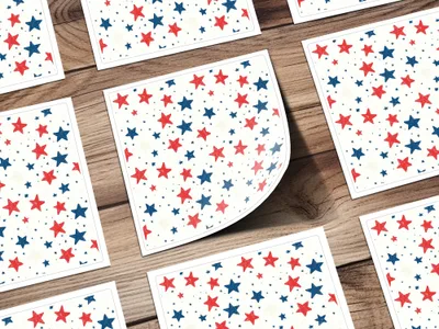 Red and Blue Stars Pattern Stickers Party Decorations